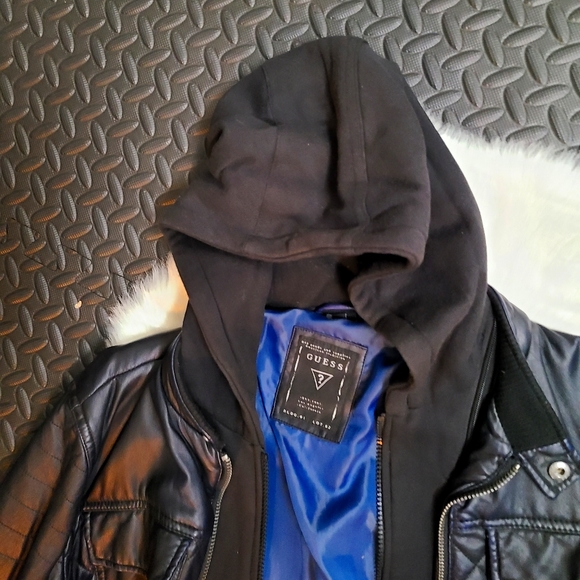 GUESS Zip-Out Hood Faux-Leather Jacket - Picture 2 of 3
